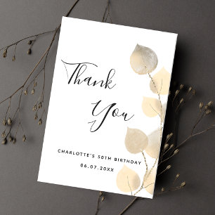 Geburtstag 50 goldener Eukalyptus moderner Minimal Dankeskarte
