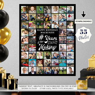 Geburtstag 55 Foto Collage Jahre in der Herstellun Poster