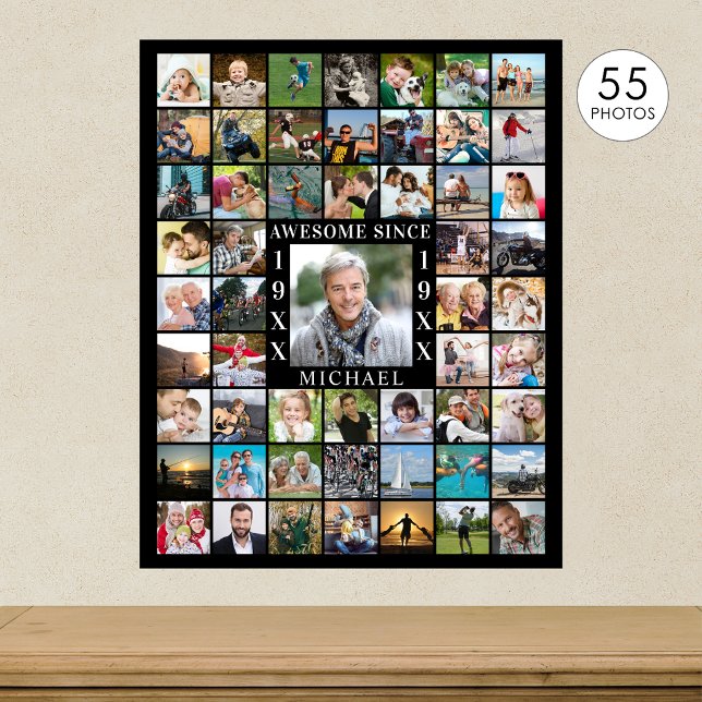 Geburtstag 55 Foto Collage PHANTASTISCH SEIT CE Poster (Von Creator hochgeladen)