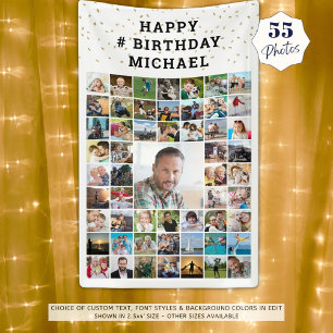 Geburtstag 55 Fotocollage Gold Konfetti Banner