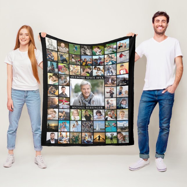 Geburtstag 55 FotoCollage PHANTASTISCH SEIT JAHR Fleecedecke (Beispiel)