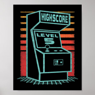 Geburtstag 5 Jahre alter Retro-Spieler Level Up fr Poster