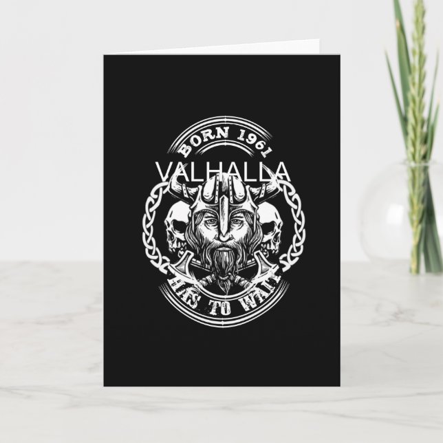 Geburtstag 61 "Valhalla muss warten" Karte (Vorderseite)