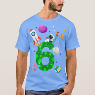 Geburtstag 6 Jahre Rakete, Planeten, Sterne, Astro T-Shirt