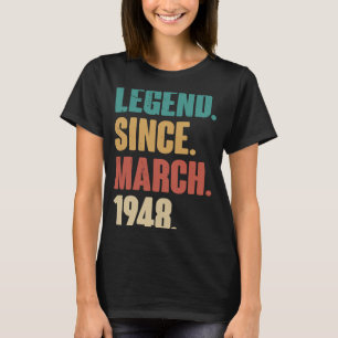 Geburtstag 75. Dekoration März 75 Jahre Alt Vintag T-Shirt