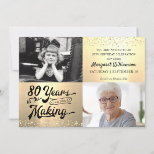 Geburtstag 80 Jahre in Planung 2 Fotos Gold Einladung