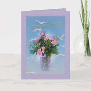 Geburtstag, 88., Blume und Vögel Karte
