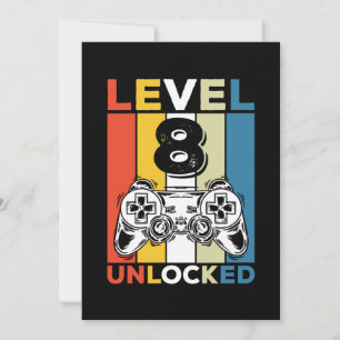 Geburtstag 8. Level freigeschaltet 8 Gaming Vintag Einladung