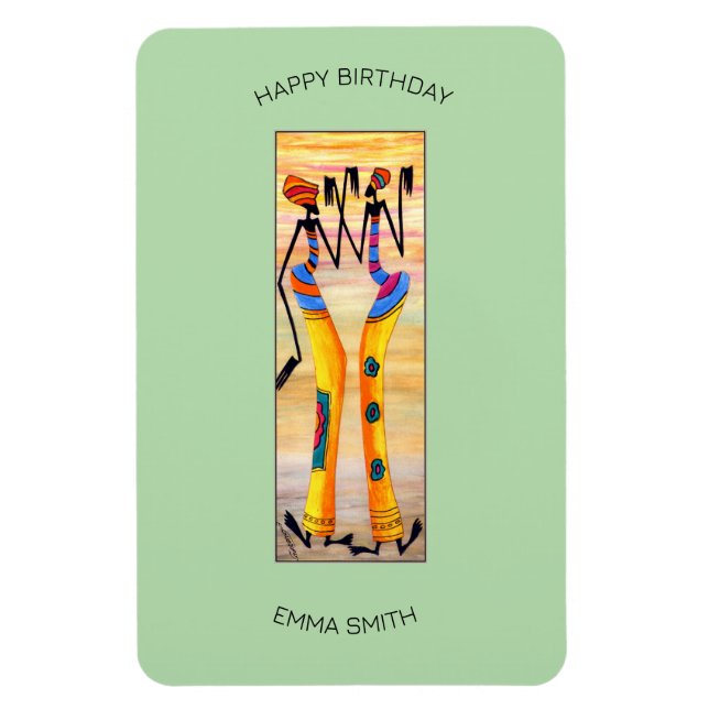 Geburtstag, African Art Aquarell Phantastisch Danc Magnet (Vertikal)