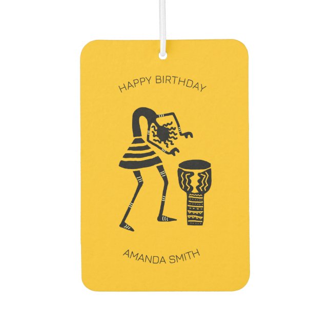Geburtstag, African Art Niedlich Silhouette Music  Autolufterfrischer (Vorderseite)