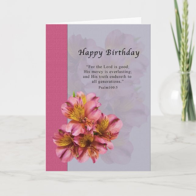 Geburtstag, Alstroemeria-Blumen, religiös, Karte (Vorderseite)