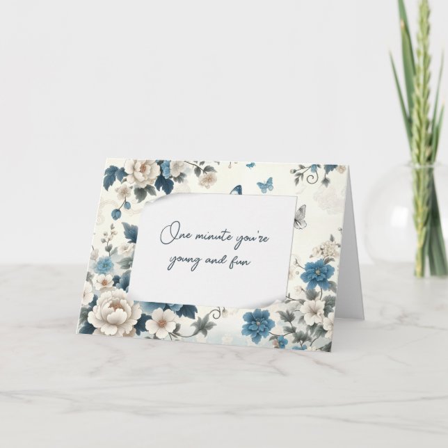 Geburtstag Alter Spaß Blue Chinoiserie Karte (Vorderseite)