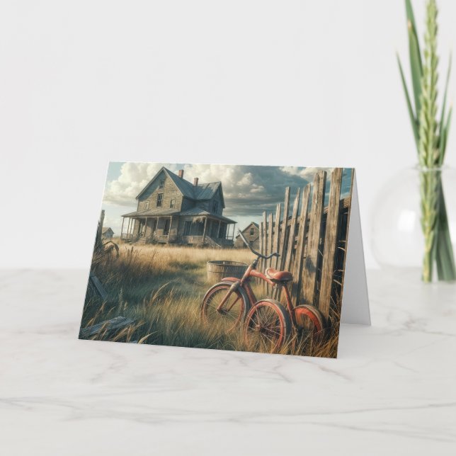 Geburtstag Altes Rotes Dreirad Karte (Vorderseite)