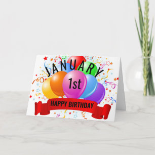 Geburtstag am 1. Januar Karte