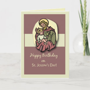 Geburtstag am Fest des Heiligen Josef Braun Karte