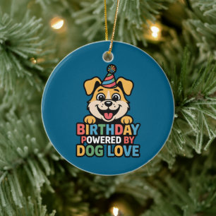 Geburtstag angetrieben von Hunde-Liebe-Design Keramik Ornament