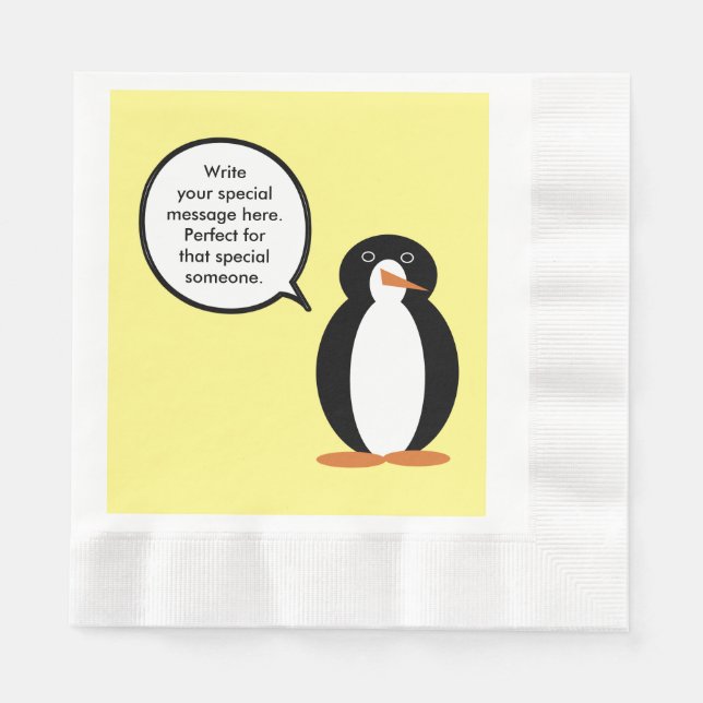 Geburtstag Anzug Vortrag von Frau Penguin Personal Serviette (Vorderseite)
