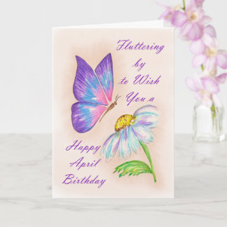 Geburtstag April Gänseblümchen und Schmetterling D Karte