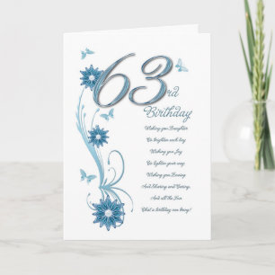 Geburtstag aquamarin mit Blume und Schmetterling Karte