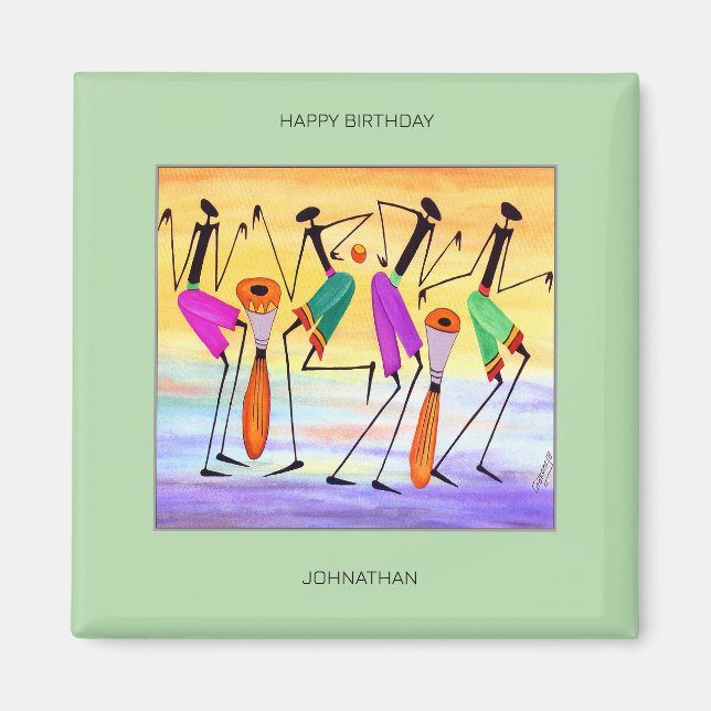 Geburtstag, Aquarell Phantastisches Glück Magnet (Vorne)