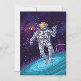 Geburtstag. Astronaut im Weltraum mit Sternen & Ga Einladung