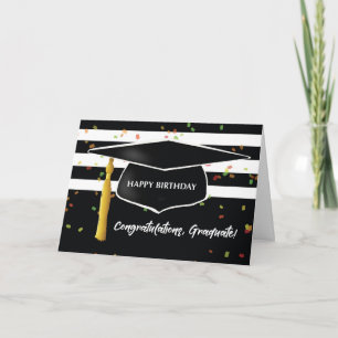 Geburtstag auf Abschluss Tag Grad mit Cap Black Karte