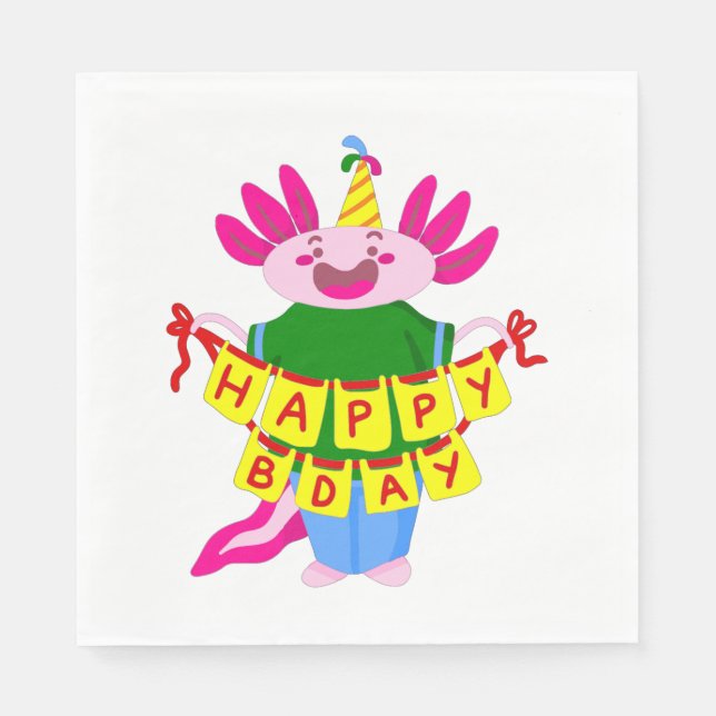 Geburtstag Axolotl Serviette (Vorderseite)
