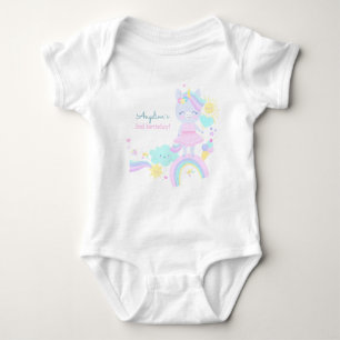 Geburtstag Baby Bodysuit mit lustigem Einhorn. Baby Strampler