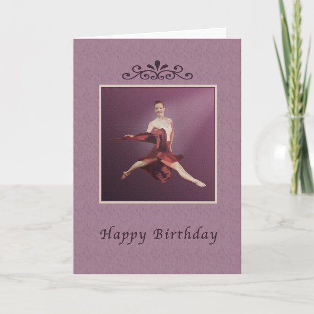 Geburtstag, Ballerina Leaping in Rot Karte (Vorderseite)