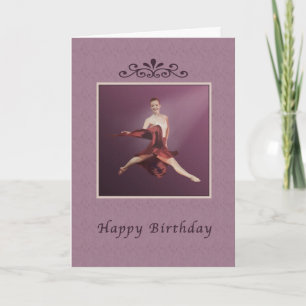 Geburtstag, Ballerina Leaping in Rot Karte