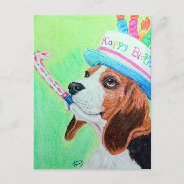 Geburtstag Beagle Postkarte (Vorderseite)
