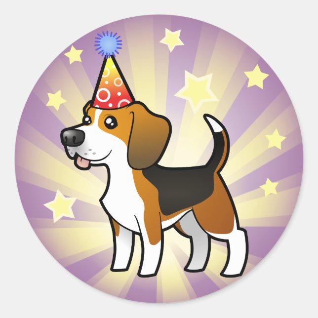 Geburtstag Beagle Runder Aufkleber (Vorderseite)