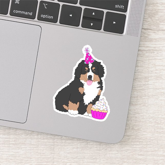 Geburtstag Bernese Mountain Dog Welpensticker Aufkleber (Detail)