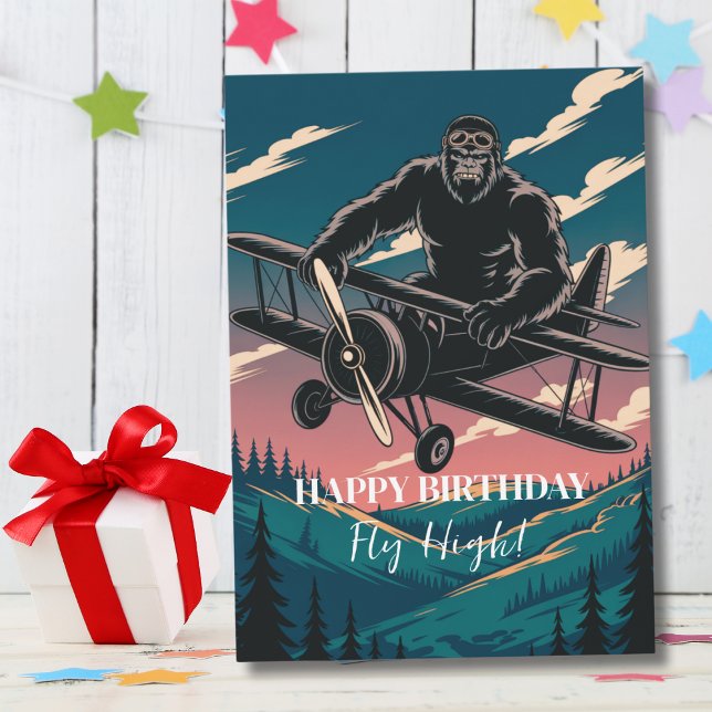 Geburtstag Bigfoot Vintages Flugzeug Wolken Funny Einladung (Von Creator hochgeladen)