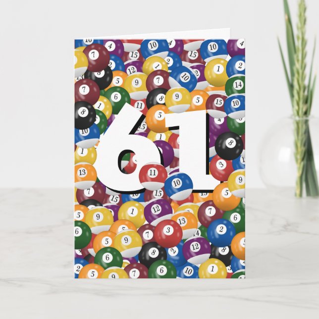 Geburtstag Billard Balls zum 61. Geburtstag Karte (Vorderseite)