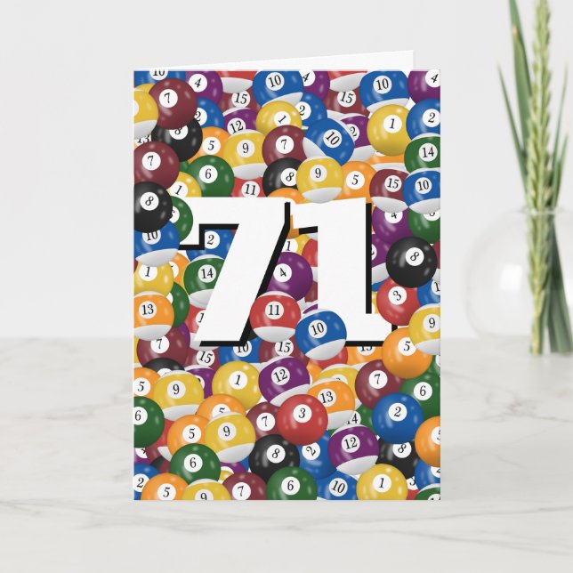 Geburtstag Billiard Balls für 71. Geburtstag Karte (Vorderseite)