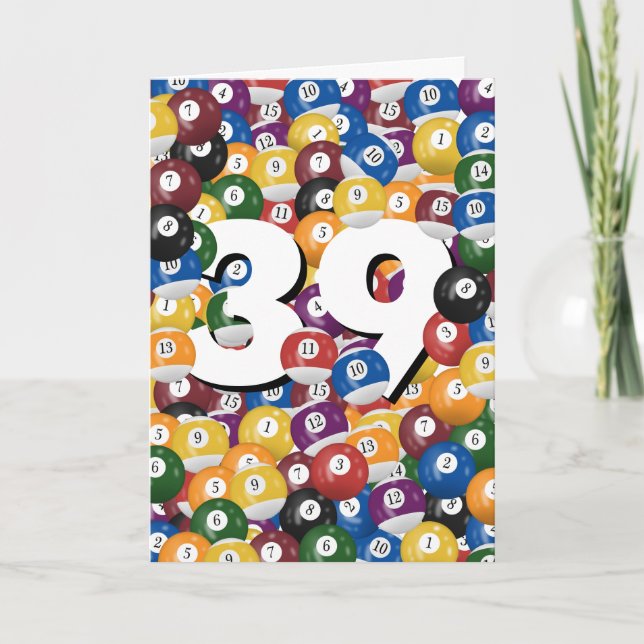 Geburtstag Billiard Balls zum 39. Geburtstag Karte (Vorderseite)