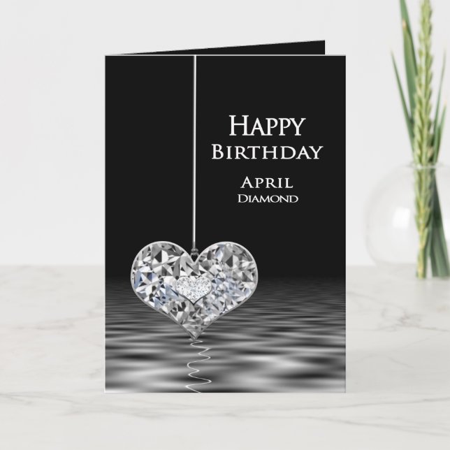 Geburtstag - Birthstone - April - Diamond Karte (Vorderseite)