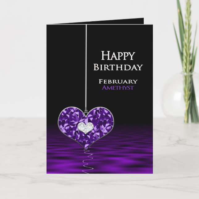 Geburtstag - Birthstone - Februar - Amethyst Karte (Vorderseite)