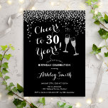 Geburtstag - Bis 30 Jahre Schwarz-weißes Silber Einladung<br><div class="desc">Einladung zum 30. Geburtstag. Bis 30 Jahre! Elegantes Design in Schwarz,  Weiß und Imitat Glitzer Silber. Mit Champagnergläsern,  Script-Schriftart und Konfetti. Ideal für eine stilvolle 30. Geburtstagsfeier. Personalisieren Sie Ihre persönlichen Daten. Kann für jedes Alter angepasst werden.</div>