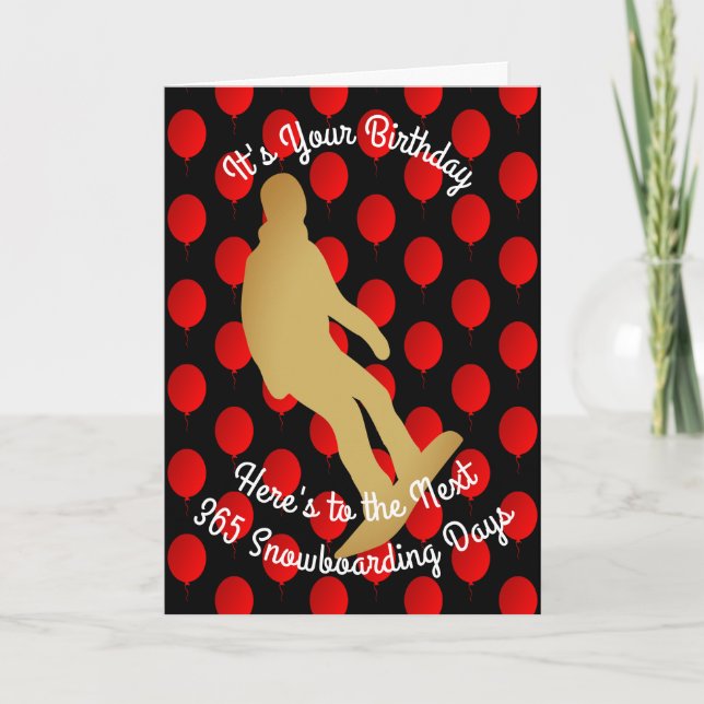 Geburtstag bis zu den nächsten 365 Snowboardtagen Karte (Vorderseite)
