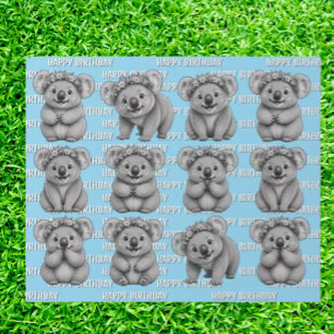 Geburtstag Blaue Koala-Bären Geschenkpapier