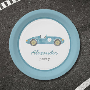 Geburtstag Blaues Rennauto Pappteller