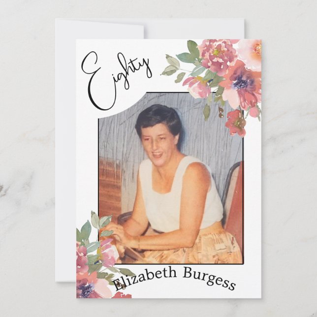 Geburtstag Blumengebirge Foto Elegant Geburtstag Einladung (Rückseite)