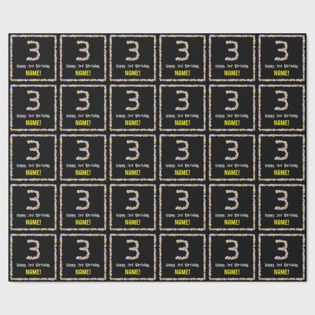 Geburtstag: Blumennummer, Individuelle Name, Blume Geschenkpapier (Saum)