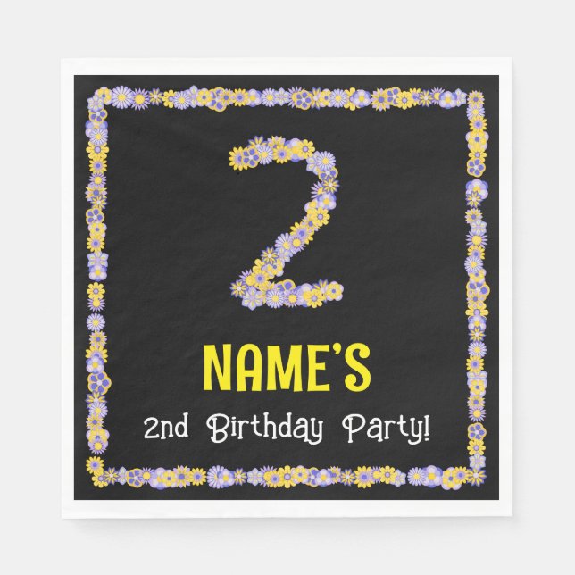 Geburtstag: Blumennummer, Individuelle Name, Blume Serviette (Vorderseite)