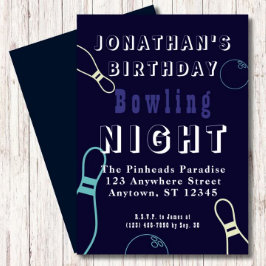 Geburtstag Bowling Glow Night Party Einladung