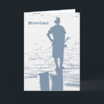 Geburtstag, Bruder, Junge angeln von Stumpf. Karte<br><div class="desc">Ein junger Mann,  der von einem Stumpf angeln möchte,  wird auf diesem Geburtstagsgeschenk zum Angeln vorgestellt.</div>