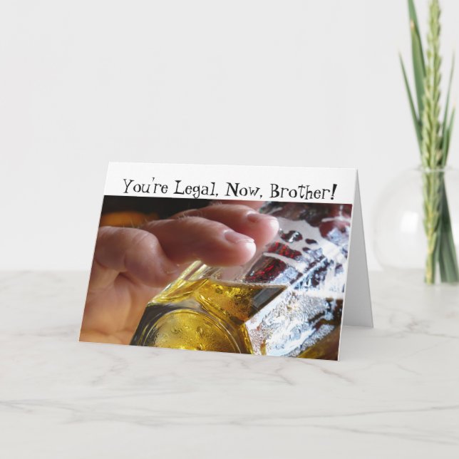 Geburtstag, Bruder, legal, 21. Bier im Glas. Karte (Vorderseite)