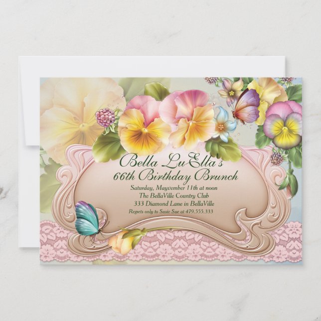 Geburtstag Brunch Mütter Tag Mittagessen Einladung (Vorderseite)
